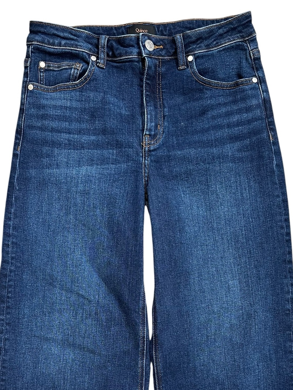 Quince “Bella Stretch” High Rise Wide Leg Dark Wash Midnight Blue Jeans 29 Short - Picture 3 of 9